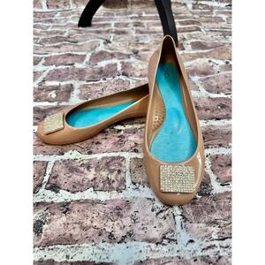 Oka b Ballet Flats‎ Women's Beige Rhinestone Embellished Jelly Shoes Size 8